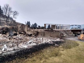 All that is left of the Traders Cove homes of Tiffany Genge and Elizabeth Twyman in West Kelowna after the McDougall Creek wildfire.