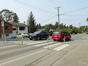 Cedar Hill Cross Road and Merriman Drive, the intersection where Kaydence Bourque was struck by a car and killed on Dec. 6, 2021. ADRIAN LAM, TIMES COLONIST