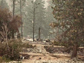 Debris and rubble at Camp OAC (Okanagan Anglican Camp) is shown in a recent handout photo after it was destroyed by the McDougall Creek wildfire.