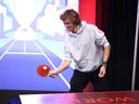 Andrey Rublev of Team Europe plays table tennis ahead of the Laver Cup at Rogers Arena on Sept. 20, 2023 in Vancouver.
