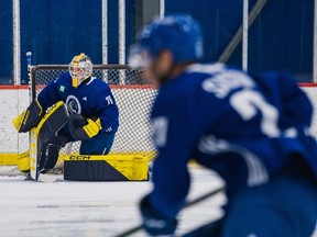 Vancouver Canucks goaltender Nikita Tolopilo during development camp in July.