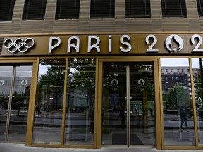 This photograph shows the entrance of the headquarters of the Paris 2024 Olympics (Cojo) headquarters as Police raided just over a year out from the opening ceremony of the quadrennial sporting showpiece, in Saint-Denis, northern Paris, on June 20, 2023.