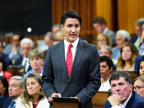 Prime Minister Justin Trudeau speaks in the House of Commons in Ottawa on Monday, September 18, 2023.