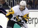 Centre Adam Johnson played 13 games for the Penguins and was a teammate of Casey DeSmith, Sam Laffert, Teddy Blueger and Carson Soucy.