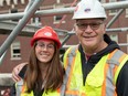 Maple Ridge father Steve Kelly and his daughter Heather Kelly work to set up this year's Lights of Hope display at St. Paul's hospital on Saturday, Oct. 21, 2023. Photo: Jeff Topham.