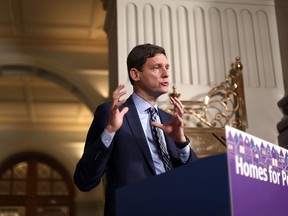 Premier David Eby has announced certain non-profit organizations in British Columbia are getting $60 million from the government in grant funding to help them do their work. Eby speaks during a press conference at the legislature in Victoria on Monday, Oct. 16, 2023.