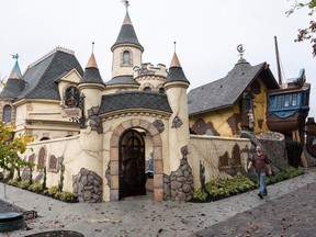 A fairytale castle stands among the homes and farms in Yarrow, B.C. Imagination Corporation designs and builds elaborate structures, including signs and creatures, for theme parks and mini golf courses around the world.