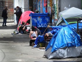 File photo of an encampment on Hastings Street in the DTES. Photo: Nick Procaylo/PNG.