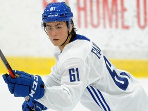 Daimon Gardner in action during the first day of the Vancouver Canucks Development Camp at UBC in July 2022.