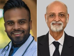 Toronto radiologist Satheesh Krishna, left, and Sundar Sankaran, Director of the Aster Institute of Renal Transplantation in Bengaluru, right.