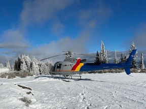The Kelowna RCMP helicopter and Central Okanagan Search and Rescue were sent to assist a man whose truck got stuck in the snow west of Kelowna