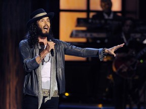 In this Nov. 3, 2012 file photo, comedian Russell Brand performs at "Eddie Murphy: One Night Only," a celebration of Murphy's career, at the Saban Theater in Beverly Hills, Calif.