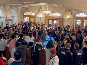 Saskatchewan's head of security at the province's legislature says it's changing public access to the galleries after protesters disrupted proceedings earlier this week.