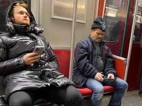 Maple Leafs forward William Nylander is seen taking the TTC on Wednesday.