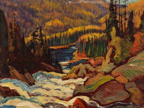 Unknown, Sketch after Falls, Montreal River, ND, oil on paperboard, Collection of the Vancouver Art Gallery.