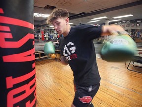 Border City Boxing Club members Jayden Trudell, pictured, and Roz Canty are in Montreal for the Canadian Olympic Boxing Trails.