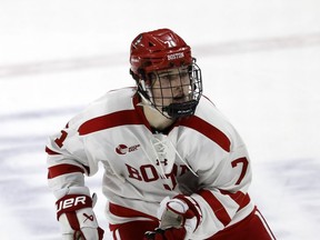 Macklin Celebrini is among 30 invitees for Canada's selection camp ahead of the world junior hockey championship announced Tuesday. Celebrini (71) skates during the second period of an NCAA hockey game against Massachusetts on Friday, Oct. 27, 2023, in Boston.