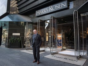 The founder of Canadian men's clothing retailer Harry Rosen Inc. has died at 92. Canadian menswear titan Harry Rosen poses for a portrait in front of his Bloor Street store in Toronto, Wednesday, Oct. 19, 2016.