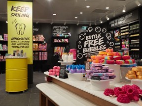 A view of the newly renovated Lush Cosmetics' store on Robson Street in Vancouver.