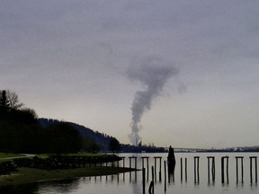 A large plume of smoke was released from the Parkland refinery in Burnaby on Jan. 21 after an industrial accident.
