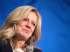Alberta NDP Leader Rachel Notley gives her concession speech in Edmonton on Monday, May 29, 2023. Notley, the former premier of Alberta, is stepping down as leader of the province's Opposition NDP.