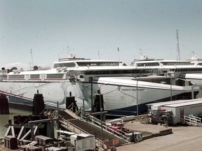 B.C. Ferries' catamarans in Richmond after being pulled out of service in 2000. Their current owners, the Egyptian government, plans to sell or scrap them.