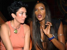 MY BLACK FRIEND: Ghislaine Maxwell, left, with model Naomi Campbell.