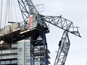 A crane has collapsed at a construction site in Surrey at 105 Avenue and King George Boulevard on Jan. 30, 2024.