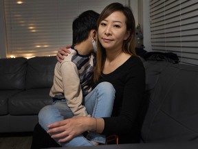 Katrina Chen with her son, Yoann, at home in Burnaby on December 15, 2023.