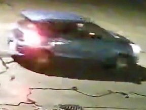 This car, possibly a Mitsubishi Mirage hatchback, was spotted near the scene of a Surrey shooting on Dec. 27, 2023.