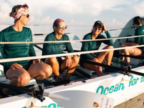 Four marine biologists, including scientists from UBC and SFU, are racing 5,000 kilometres across the Atlantic Ocean to raise money for ocean conservation. Photo: Lindsey Hawkins Stigleman/UBC handout.