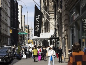 Aritzia signage outside a store in the SoHo neighborhood of New York, US on Wednesday, March 22, 2023.