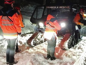 Rescue crews responded to car-crash detection system and took two men to safety after their four-by-four vehicle went off a logging road and down an embankment south of Nanoose Bay this week. ARROWSMITH SEARCH AND RESCUE