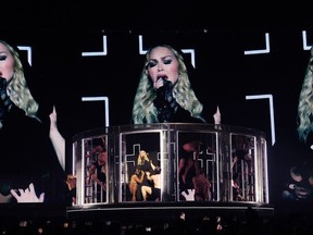 NEW YORK, NEW YORK - DECEMBER 14: (Exclusive Coverage) Madonna performs during "The Celebration Tour" at Barclays Center on December 14, 2023 in New York City.