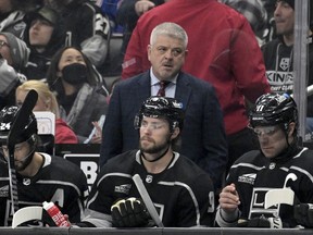 Los Angeles Kings head coach Todd McLellan looks on during a game.