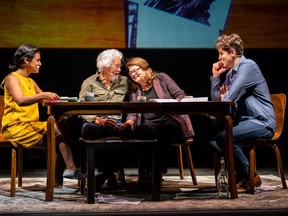 From left, Miriam Fernandes, David Suzuki, Tara Cullis and Sturla Alvsvaag star in the live show What You Won't Do for Love. The show that focuses on Suzuki's and Cullis's relationship and their work is on at the Vancouver Playhouse from Feb. 13-14 and 16-17.