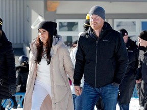 Meghan, Duchess of Sussex, and Prince Harry, Duke of Sussex, attend Invictus Games Vancouver Whistler 2025's One Year to Go Winter Training Camp on Feb. 14, 2024.