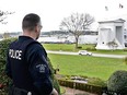 File photo of an RCMP officer at Peace Arch border crossing in Surrey. Canadian authorities arrested a Vancouver man on allegations of illegally importing fentanyl-laced drugs to the U.S., but a B.C. judge ruled Thomas MIchael Federuik can't be extradited due to a delay by U.S. prosecutors in providing documentation.