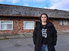 Jerrica Hackett, owner of the Good Wolf Cafe & Co., is pictured outside the new Maple Ridge location of her coffee shop after leaving her previous cafe location in Port Coquitlam, in this Feb. 8, 2024 photo.