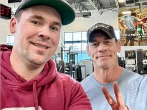 Wrestler and actor John Cena (right) was spotted at a Port Coquitlam gym on Friday.