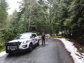 Police block the 3100-block Humpback Road in the wake of the killing in January of 2020. DARREN STONE, TIMES COLONIST
