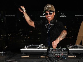 LOS ANGELES, CALIFORNIA - FEBRUARY 29: Anderson .Paak, aka DJ Pee Wee performs at Race Service and Mercedes-AMG Motorsport at The Hollywood Roosevelt on February 29, 2024 in Los Angeles, California.