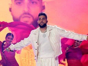 HALIFAX, NOVA SCOTIA - MARCH 24: Karan Aujla performs onstage during the 2024 JUNO Awards at Scotiabank Centre on March 24, 2024 in Halifax, Nova Scotia.