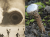 Left, the sandworms of Arrakis, known as Shai-Hulud. Right, its terrestrial namesake Tulostoma shaihuludii.