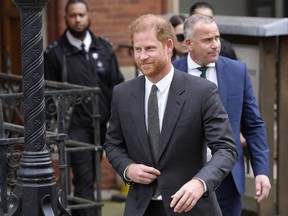 Prince Harry leaves the Royal Courts of Justice in London, Thursday, March 30, 2023.