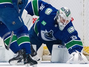 Canucks' Thatcher Demko leaves game with apparent injury | The Province
