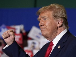 Republican presidential candidate former President Donald Trump arrives at a campaign rally Saturday, March 2, 2024, in Greensboro, N.C.