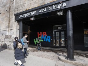 The Just for Laughs theatre is seen Tuesday, March 5, 2024, in Montreal. A bailiff seized more than $800,000 in assets from the Montreal company that runs the Just for Laughs comedy festival last week after it failed to make a court-ordered payment to a former employee.