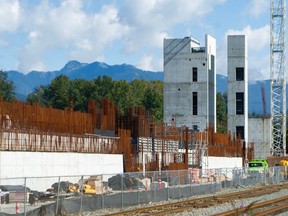 A forest of rusted rebar at the long-delayed North Shore wastewater plant in North Vancouver.