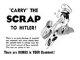 "Carry The Scrap to Hitler" ad in the March 31, 1943 Vancouver Sun. The ad is for recycling for "essential war materials" during the Second World War.